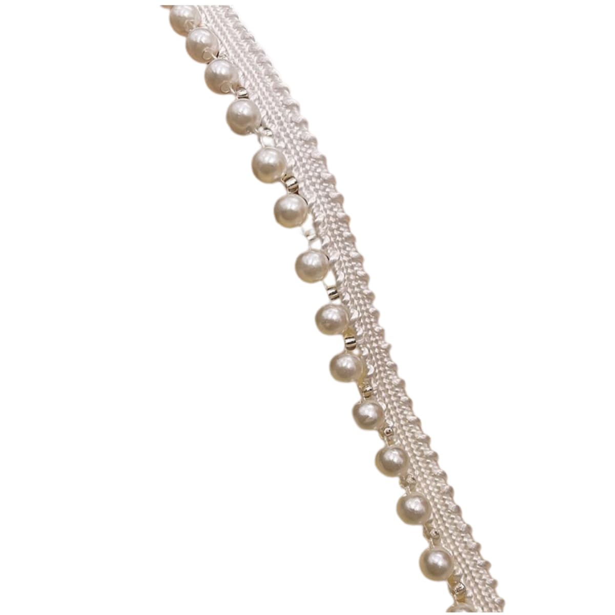 XINTONG Vintage Pearl Lace, Beaded Edge Applique, Ribbon Lace Edging Trimmings, for Sewing, Wedding Dress Embellishment, DIY Crafts, Patchwork, Doll Making (6mm)