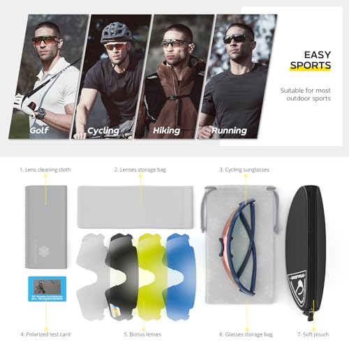 Image of Cycling Glasses, TR90 Unbreakable Frame Polarized Anti-UV400 Sports Sunglasses