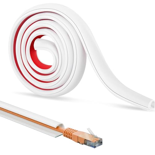4m Canaleta Cables Pared Adhesivo Cubre Cables Pared Conducto Semicircular Admite Dos Cables Adecuado para El Tendido De Cables En Paredes Suelos Y Techos