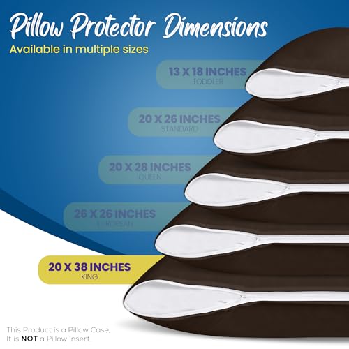 Image of Utopia Bedding Premium 100% Waterproof Pillow Protectors with Zipper King Size (Set of 4), Bed Bug and Dust Mite Proof Zippered Pillow Covers, Pillow Encasement Cases, Brown