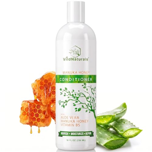Image of Wild Naturals Sulfate Free Conditioner : With Manuka Honey + Aloe Vera, For Hair Loss, Thinning Hair, and Itchy Dry Scalp. Anti Dandruff, Moisturizing, 98% Natural, 80% Organic Healing Plant-Based