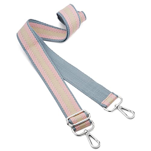 Image of Silvery Buckles Wide Shoulder Strap Adjustable Replacement Belt Crossbody Canvas Bag Handbag