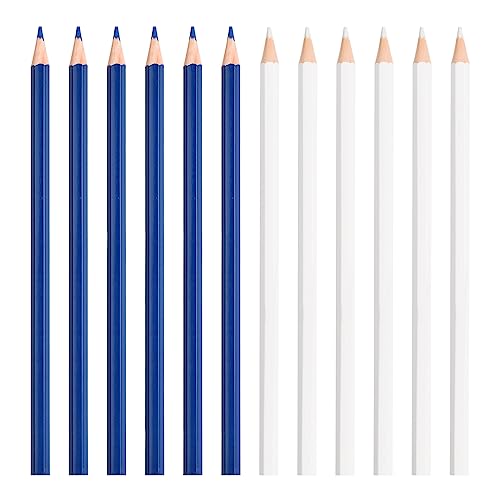 Nivofu 12 Pz Lápiz de Marcado de Costura, Blanco y Azul Tiza para Tela Costura Soluble, Lápiz para Marcar Tela para Sastres
