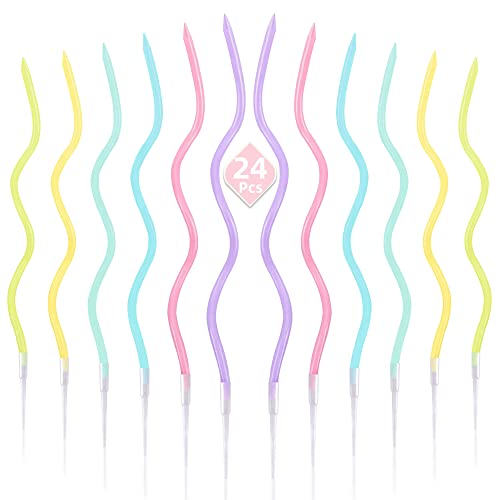 Phd Cake 24-Count Colorful Pastel Spiral Long Thin Birthday Candles, Cake Candles, Birthday Parties, Wedding Decorations, Party Candles #TOP3