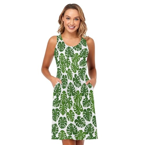 Image of ALAZA Women's Summer Dress Sun Dress Sleeveless with Pockets