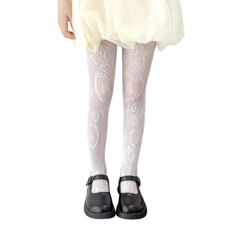 Mesh Heart Pattern Leggings For Little Girl Stretchy Stockings