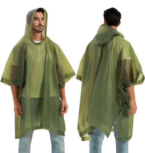 Gerhannery 2 Piezas Chubasqueros Impermeable, ReutilizablePoncho de Lluvia Portátil Poncho Impermeable, Capa de Lluvia para Hombre Mujer con Capucha, Impermeable Poncho para Festival Concierto