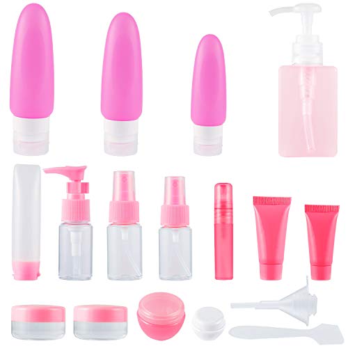 SUBANG 18 Pieces Travel Bottles Squeeze Bottle Container Portable Travel Bottles for Cosmetic Shampoo Conditioner Lotion Soap Liquids Toiletries