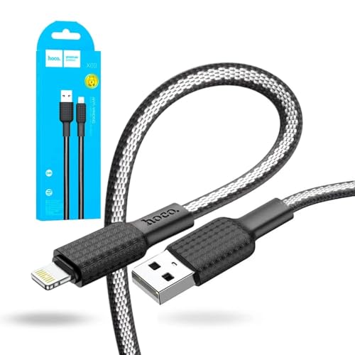 Cabo USB para iPhone, Reforçado, Compatível com Modelos 5 ao 14, Lightning, Resistente