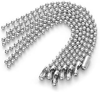 VIUJUH 150 pcs 100mm 4" Bead Chain,2.4mm Diameter with Ball Connector Clasp Keychain Rings Metal Bead Chain Nickel Chain Dog Tag Chain (Silver)