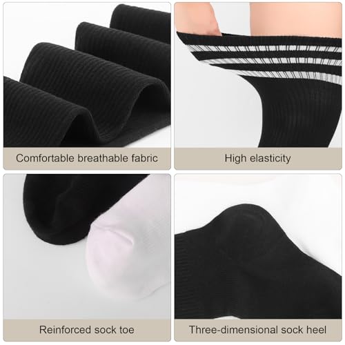 Image of DRESHOW Plus Size Thigh High Socks Striped Over Knee Long Boot Stockings Knee High Tube Socks Leg Warmers for Women