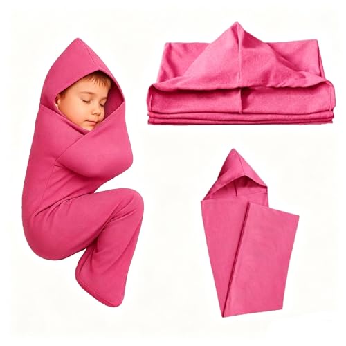 Sleep Pod 360 Wrap Wearable Blanket Breathable Stretch Fabric Sleep Sack Hug Pressure Therapy Compression Sack Kids Teens & Adults(Pink X-Small)