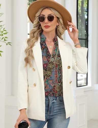 Image of LOMON 3 /4 Length Sleeve Womens Tops Dressy V Neck Collared Shirts Trendy Business Casual Work Blouses Vacation Outfits 2026