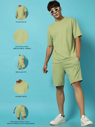 Image of Zombom Combo of Men's Night Suit | Men's Co-ord Set | Lounge-wear Nightdress Pajama Set | Summer Night Wear | Solid Plain Casual Pajama Shorts Set | Beach Wear Pack of 2
