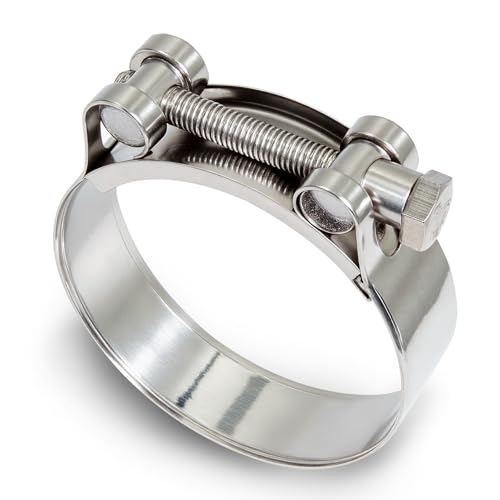 2 pcs Exhaust Hose Clamps 74-79mm T Bolt Hose Clip Stainless Steel Heavy Duty Tube Clamp Anti-Corrosion Quick Release Universal Fit for Cars Trucks Motorcycles Water Pipe Attachment Ship Industry