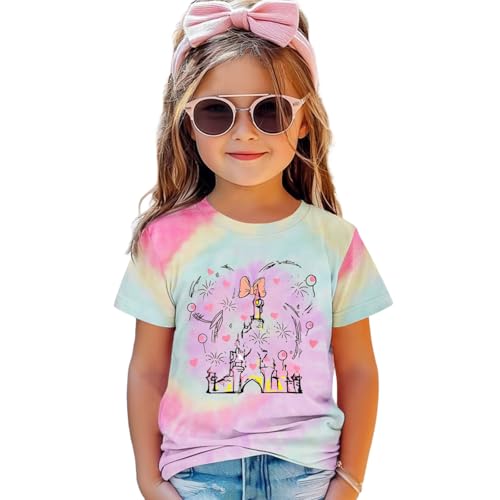 GLIGLITTR Magic Shirt for Toddler Baby Girls Magical Kingdom Tshirt Cute Castle Outfit Holiday Family Vacation Summer Tee Top(Tie-dye-c,9-10Years)