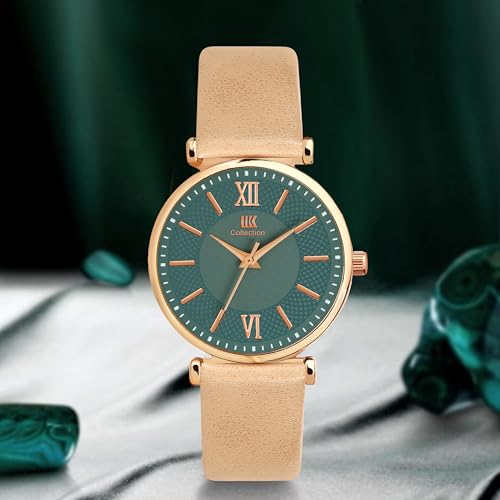 Image of IIK COLLECTION Watches for Women Round Dial |Analogue Quartz Movemnet Ladies Watch|Long Battery Life|Leather Bracelet Strap|Buckle Lock Clasp Safety Watches for Girls