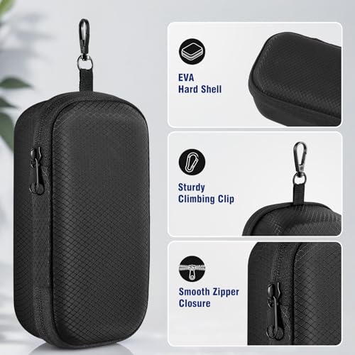 Image of MoKo Double Glasses Case with Adjustable Divider, Hard Shell Sunglasses Organizer with Lock Clasp, Mesh Pocket