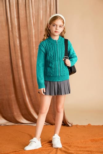 Image of GRACE KARIN Girls Knit Cardigan Sweater Zip Long Sleeve Kids School Uniform Fall Jacket Size 6-14