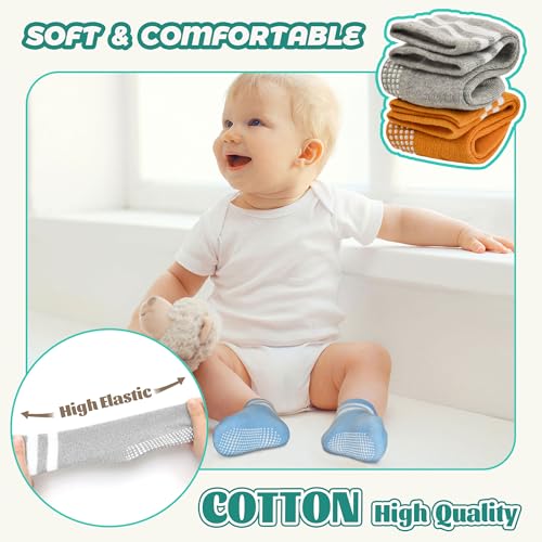 Image of HYCLES Toddler Girl Socks, 12 Pairs Non Slip Ankle Toddler Socks for 1-7 Years Baby Girls Kids