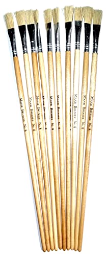 Major Brushes Hog Long Flat Brushes Size 8 - Set of 10