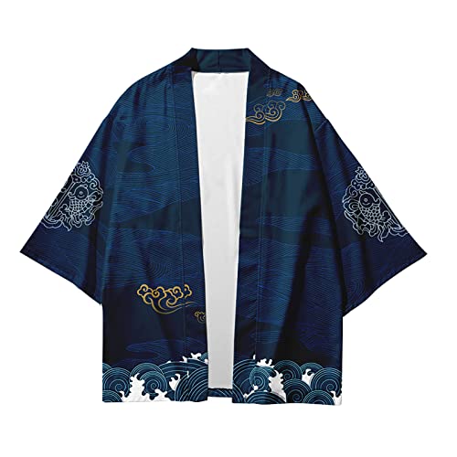 Image of DOVWOER Women's and Men Cardigan Jackets Japanese Kimono Casual Open Front Lightweight Coat