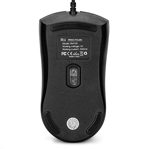 Image of Rii RM105 Wired Mouse,Computer Mouse with Colorful RGB Backlit,1600DPI Levels,Comfortable Grip Ergonomic Optical ,USB Wired Mice Support Windows PC, Laptop,Desktop,Notebook (2 Pack)