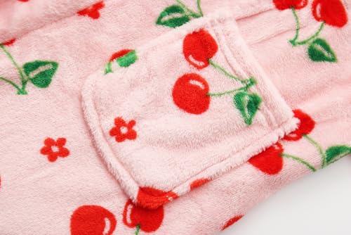 Image of Girls Soft Fleece Robes Plush Hooded Bathrobes Sleepwear for Kids 2-16 Years