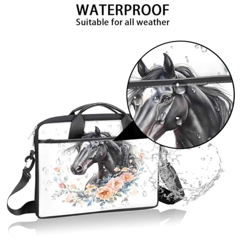 Maletín para laptop con diseño caballo negro 15 pulgadas miniatura 3