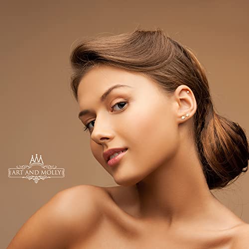 14K Solid Gold Celestial Star Shaped Stud Earrings Polished Shiny3