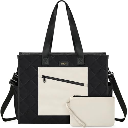 Image of IBFUN Utility Tote Bag with 24 Pockets, Large Teacher Tote for Women with Laptop Compartment, Travel Tote Bag with Zip Top