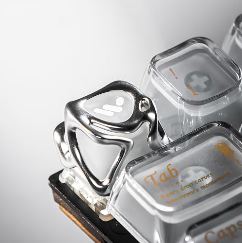 Image of dagaladoo Metal Translucent 1U Keycaps for Mechanical Keyboard,Transparent Keyboard caps Shine Through, 1U Silvery Clear Key caps Replacement for RGB mx Key Cap(only one keycap)