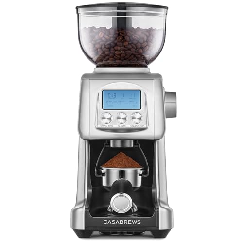 Image of CASABREWS Tornado Electric Conical Burr Coffee Grinder with LCD Display | 77 Precision Grind Settings for French to Espresso, LCD Display, Custom Grind Time, Durable Stainless Steel Design for Home