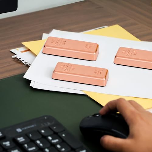 Image of ZAHEPA Realistic Metal Copper Bar Paperweight for Office Table, Fake Copper Biscuit Paper Weight Table Decoration, Prop for Jewellery Shop & Heist Theme, Unique Gift for Home & Office (Pack of 3)