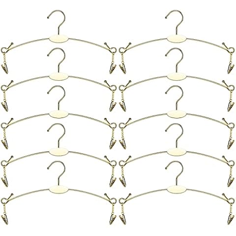 Exttlliy 10PCS Metal Underwear Bra Rack Durable Fashion Children Clothes Hangers Hook Lingerie Shop Display Hanger with Clips (Gold) Cover
