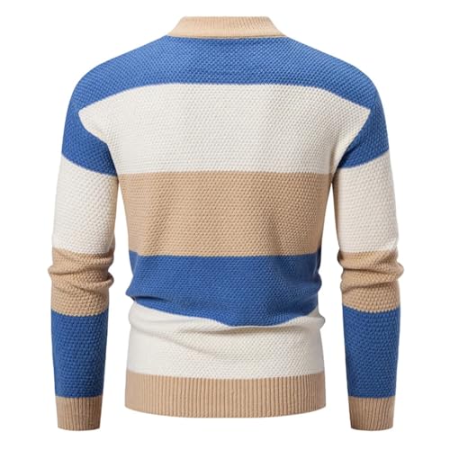 Men Fall Winter Mock Neck Long Sleeve Knit Pullovers Patchwork Knitted Sweater2