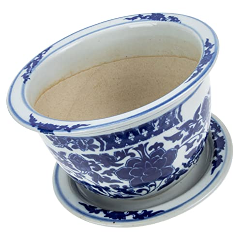 GANAZONO blau-weißer Blumentopf aus Porzellan blau-weißer Pflanzer garten...