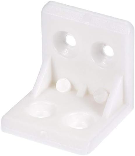 uxcell Shelf Cabinet Door 90 Degree Plastic Corner Braces 27x27x27mm Angle Brackets, 24 Pcs White