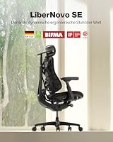LiberNovo SE Ergonomischer Bürostuhl mit Fußstütze, Schreibtischstuhl mit manueller Lendenwirbelstütze, 5 Neigungspositionen, Computerstuhl für langes Sitzen, für Homeoffice und Gaming, Obsidian 48cm – Ansicht 3