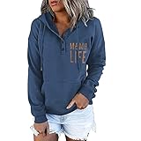 Hoodies for Women, Womens Casual Zipper Hooded Sweatshirts with Pockets Button Down Long Sleeve Fall Winter Cozy Tops Pullover Sweater Shirts(F-Blue,3X-Large)