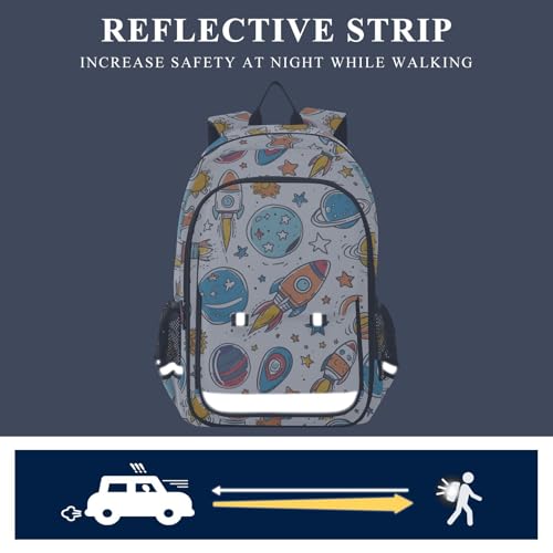 Sac à dos ordinateur portable avec grand compartiment motif espace - 7