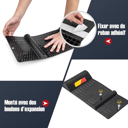 Butée de roue antidérapante 53 cm avec bande d'avertissement visuelle pour véhicule - 3