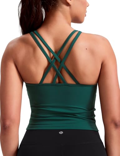 Image of HeyNuts Longline Zeal Bras Medium Impact Wirefree Sports Bras Workout Crop Tank Tops with Removable Pads, A-D Cups