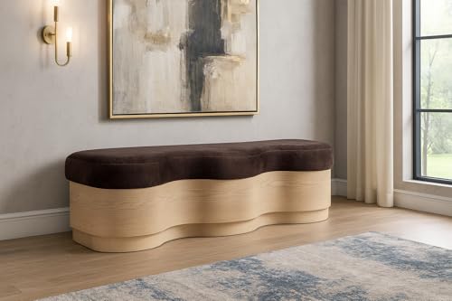 Meridian Furniture Savoy Brown Velour Fur Fabric Bench by Meridian Furniture - Image 2