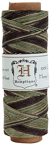Hemptique 100% Natural Hemp Cord Single Spool - 205ft ~ 62.5m Hemp String Spool - Crafters Number 1 Choice - .5mm Cord Thread for Jewelry Making, Macramé, Scrapbooking, & More - Camouflage