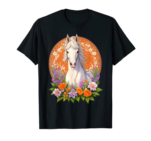 Horse With Flowers When Grace Meets Blooms T-Shirt