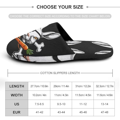 Pirate Bunny Rabbit Bone Carrot Easter Flannel Cotton Slippers Anti-Skid Indoor Outdoor Slippers Closed Toe Slip-on House Shoes2