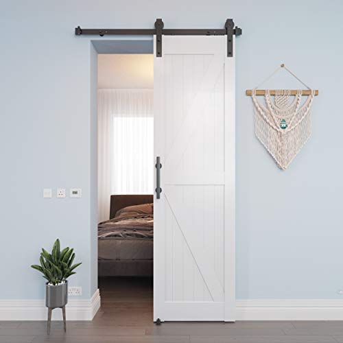 Genius Iron White PVC 24in x 84in Sliding Barn Door Only (K Shape)