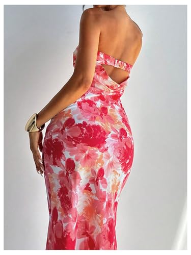Milumia Women's Boho Floral Tube Dress Wedding Guest Strapless Backless Bodycon Cocktail Summer Long Dresses3