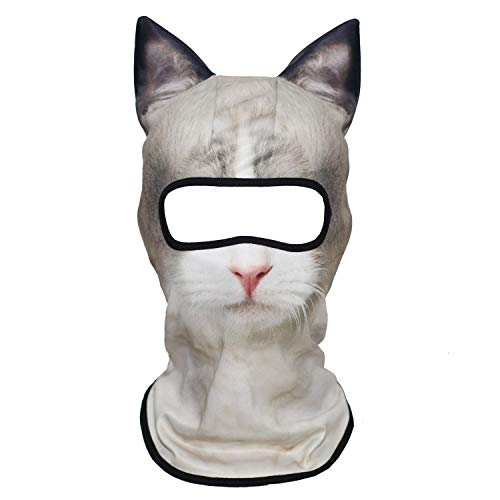 Image of WTACTFUL 3D Animal Ears Balaclava, Breathable Face Mask for Halloween